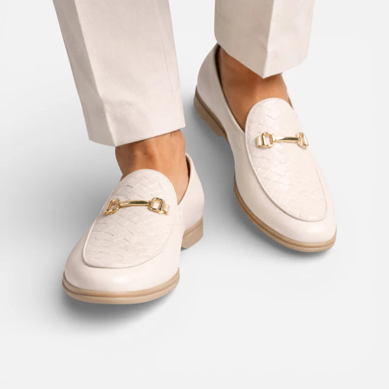 Homme Chaussures Mocassin Blanc Cuir