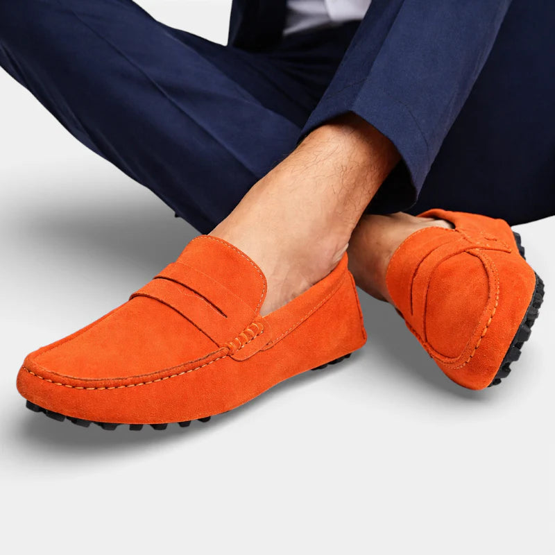 Mocassin Homme Orange Daim