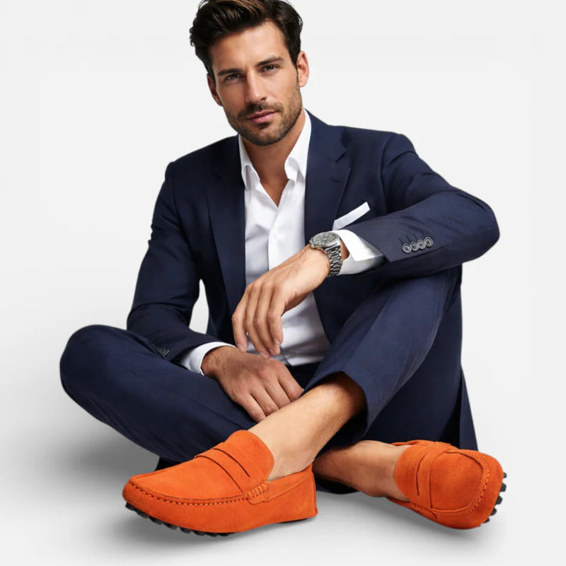 Mocassin Homme Orange Daim