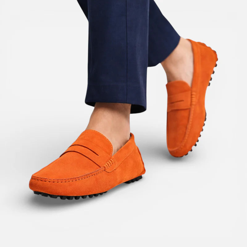 Mocassin Homme Orange Daim