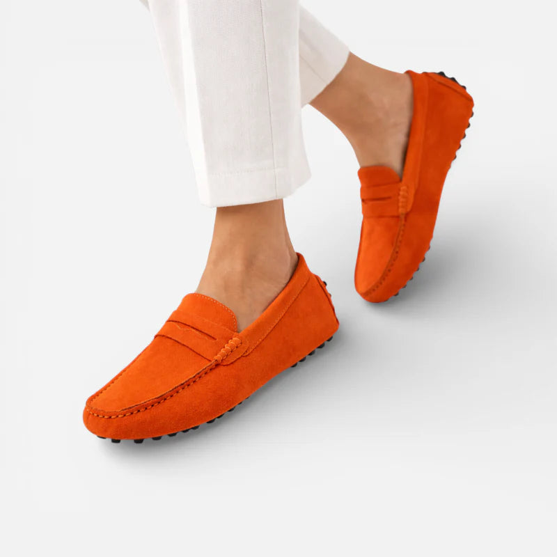Mocassin Femme Daim Orange