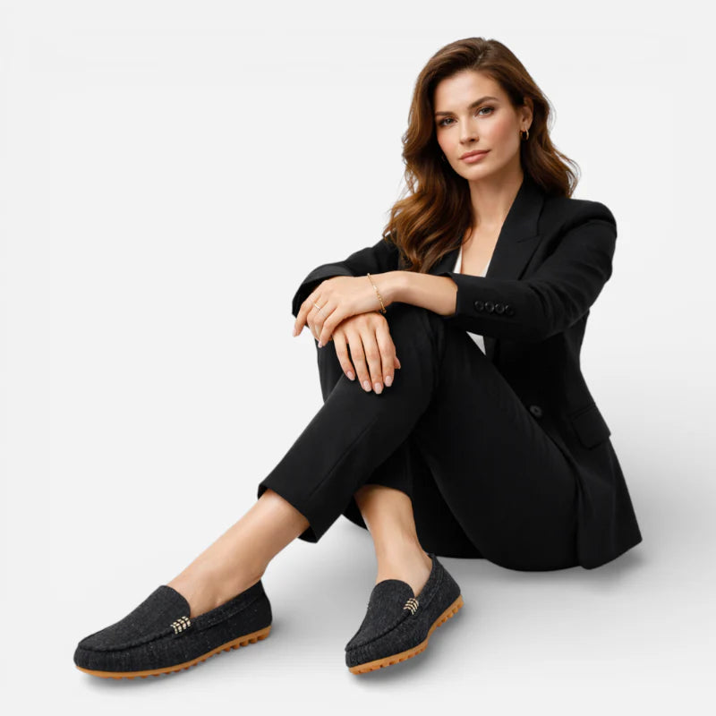 Mocassin Femme En Tissus Noir