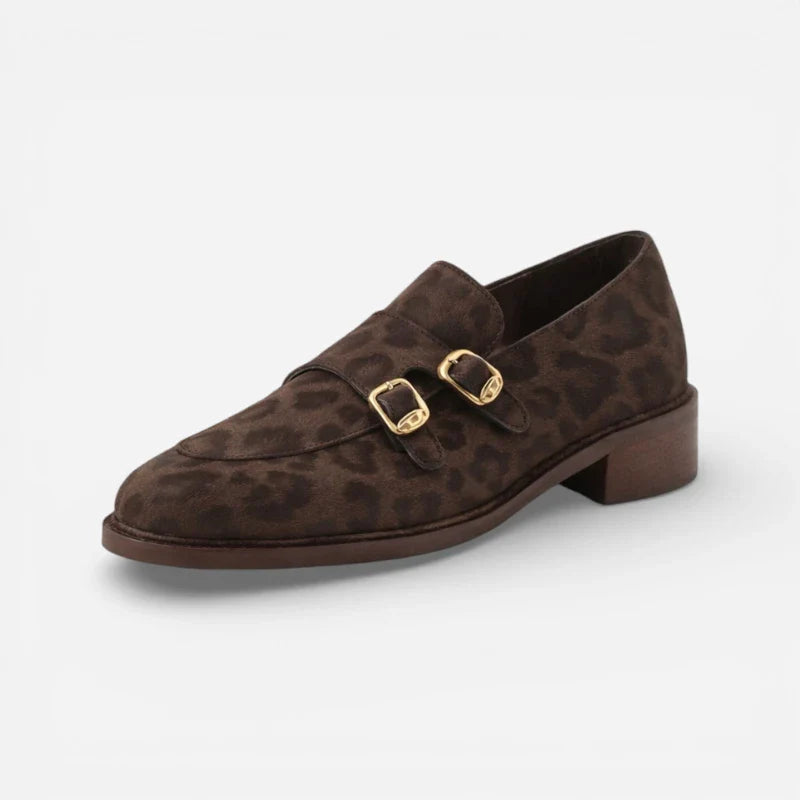 Mocassin En Cuir Design Léopard Femme