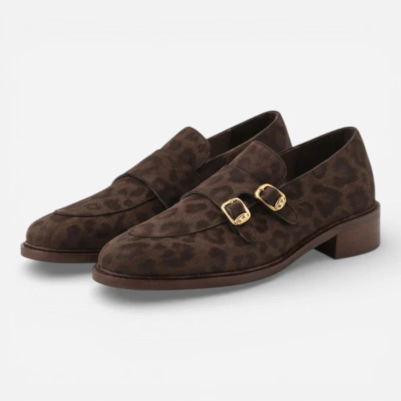 Mocassin En Cuir Design Léopard Femme