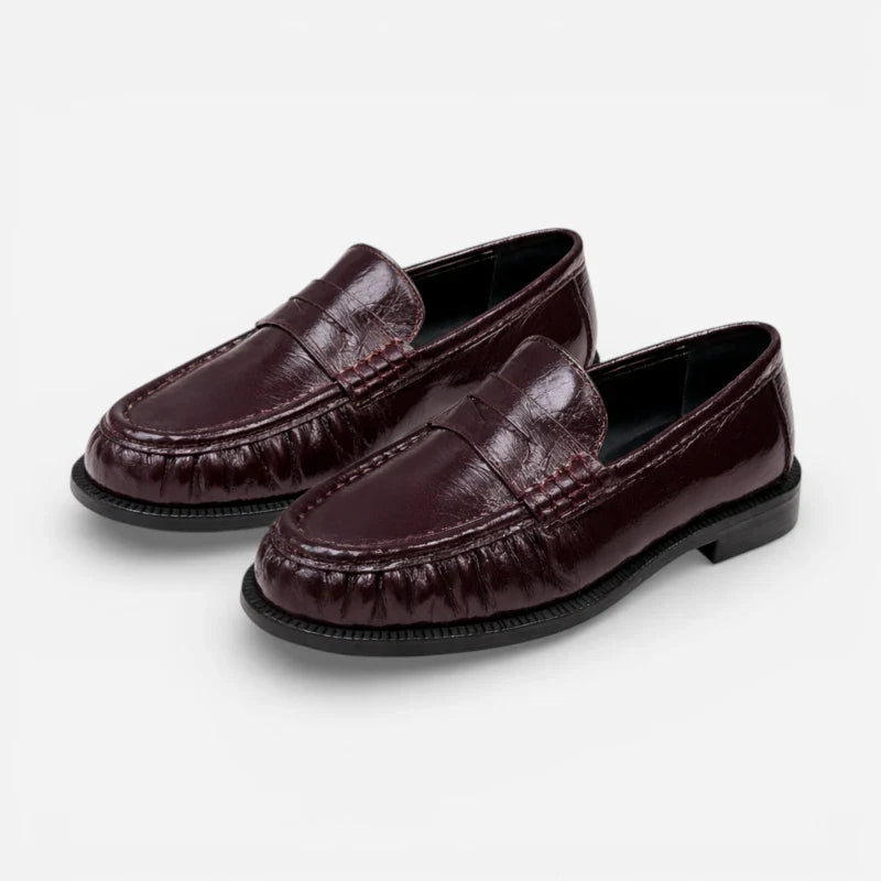 Mocassin Cuir Premium Bordeaux Femme