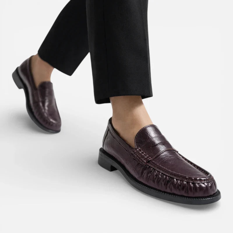 Mocassin Cuir Premium Bordeaux Femme