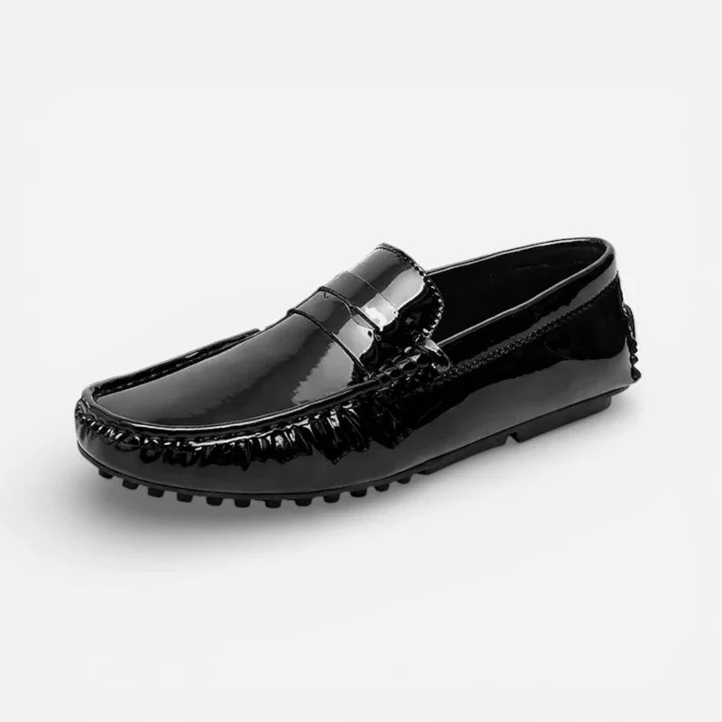 Mocassin Noir Vernis Pour Femme