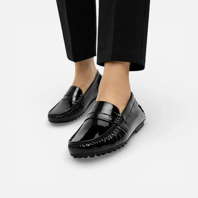Mocassin Noir Vernis Pour Femme