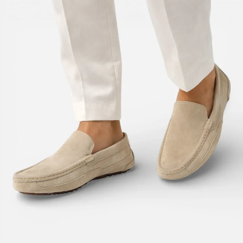 Mocassin En Daim Beige Pour Homme