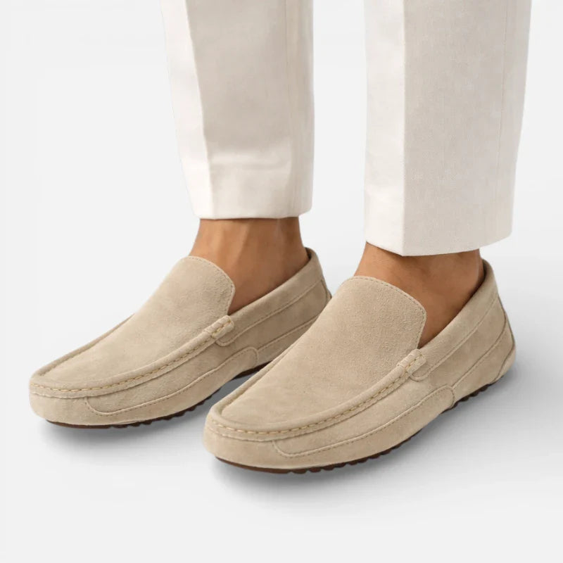 Mocassin En Daim Beige Pour Homme