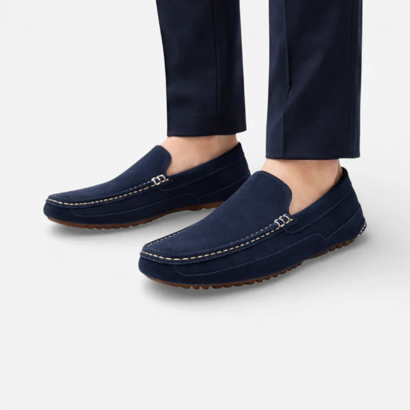Mocassin Daim Bleu Marine Homme