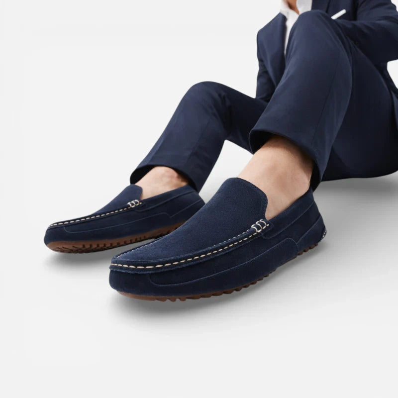 Mocassin Daim Bleu Marine Homme