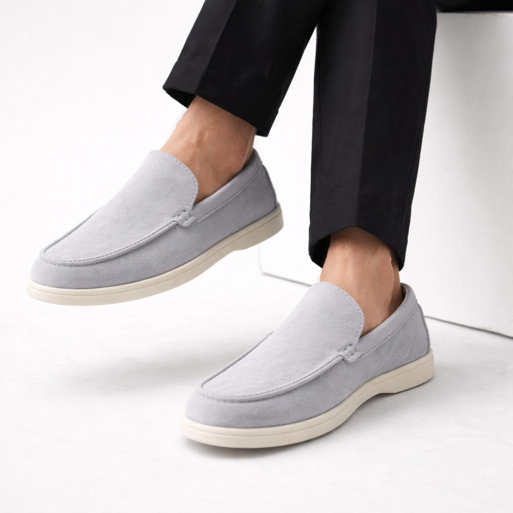 Mocassin Homme Bleu Clair Daim