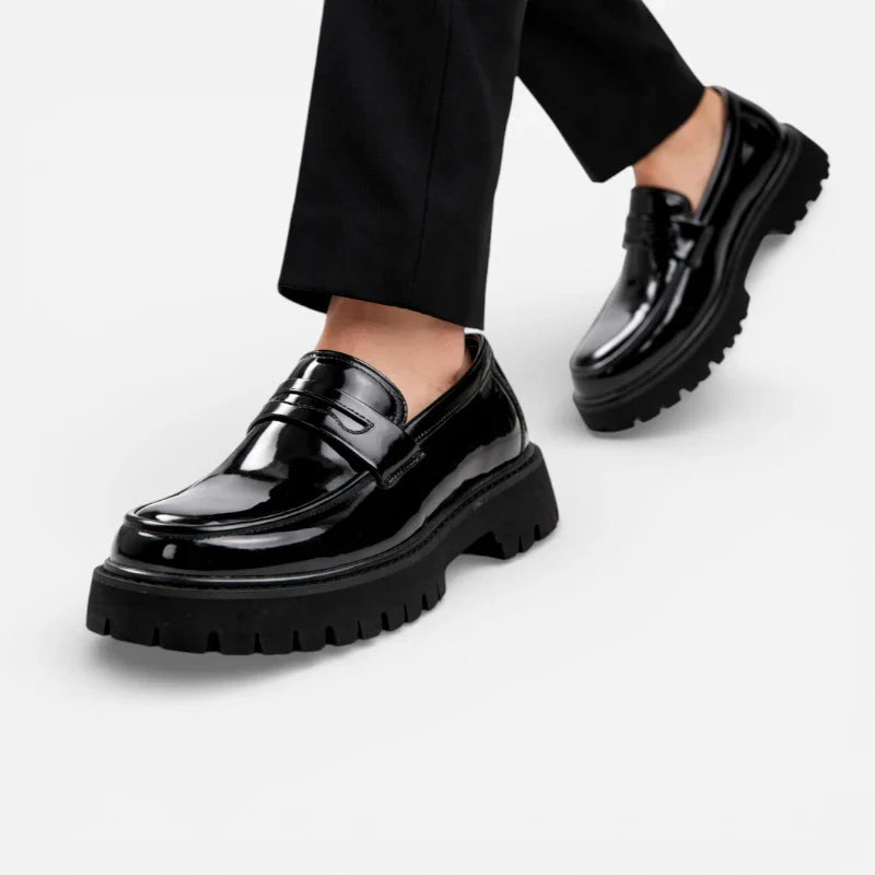 Mocassin Plateforme En Cuir Vernis Pour Homme
