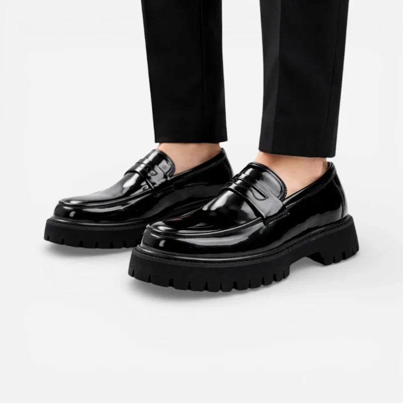 Mocassin Plateforme En Cuir Vernis Pour Homme