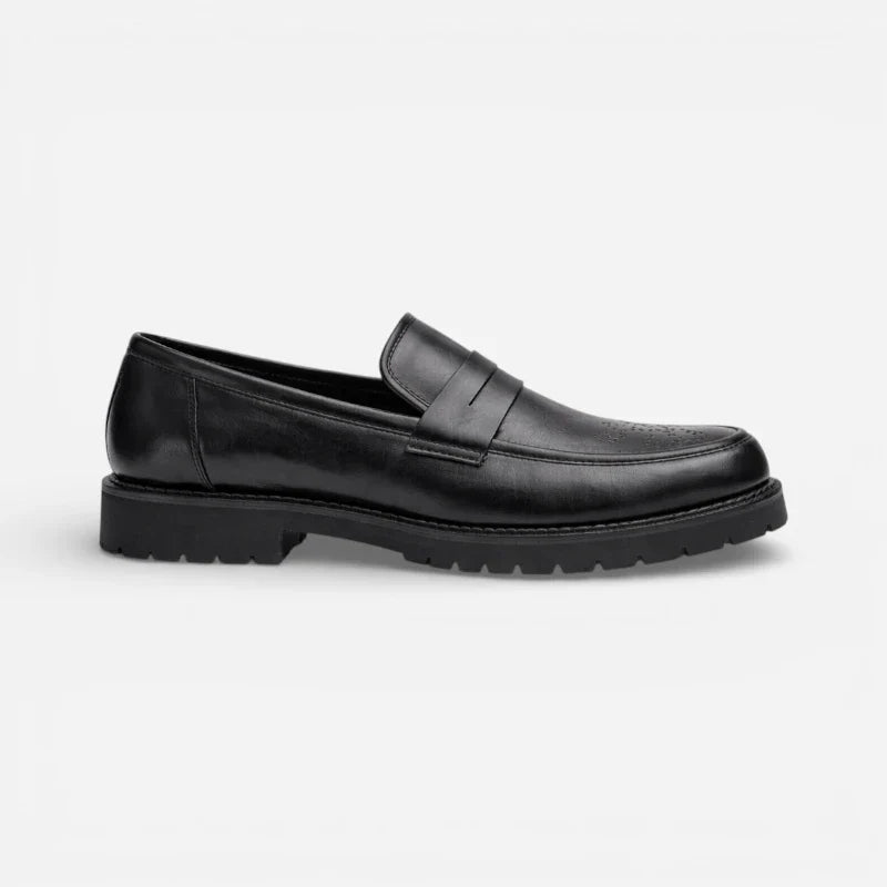 Mocassin Orthopédique En Cuir Véritable Noir Pour Costume Mariage Pour Homme