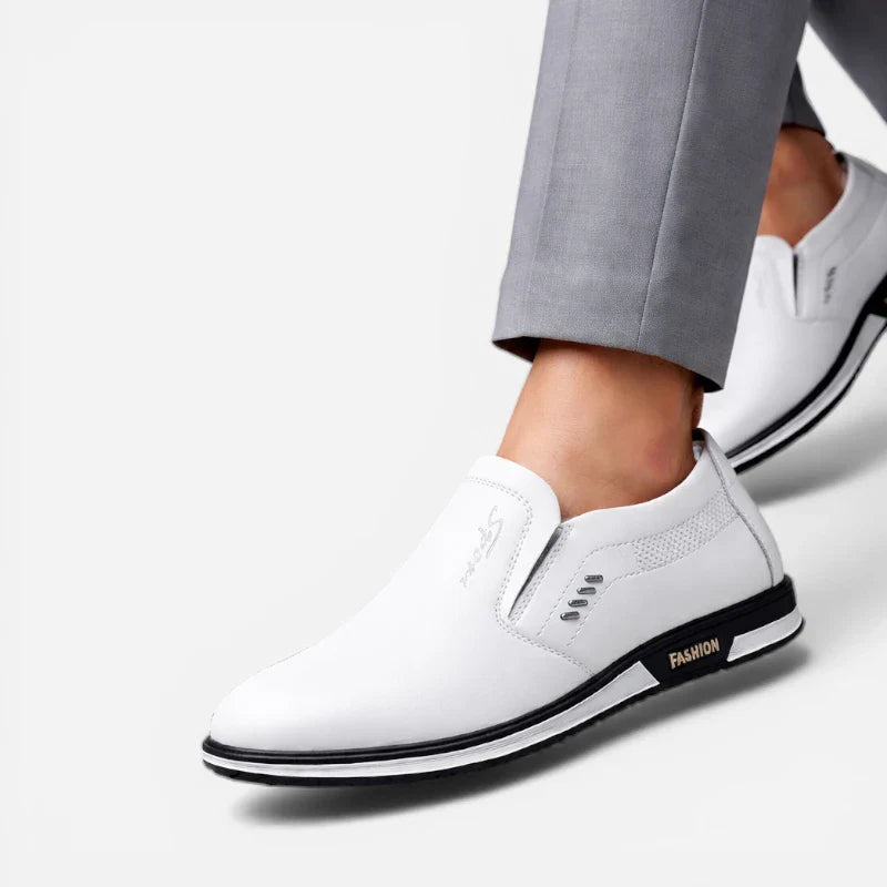 Mocassin Blanc Cuir Homme Design