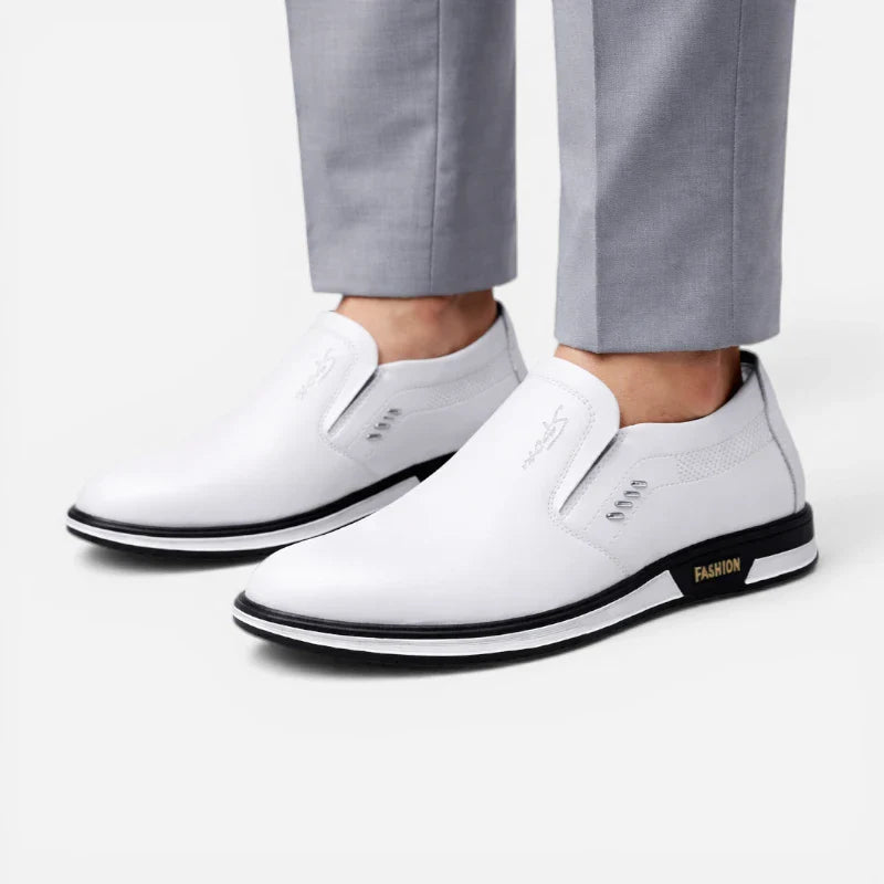 Mocassin Blanc Cuir Homme Design