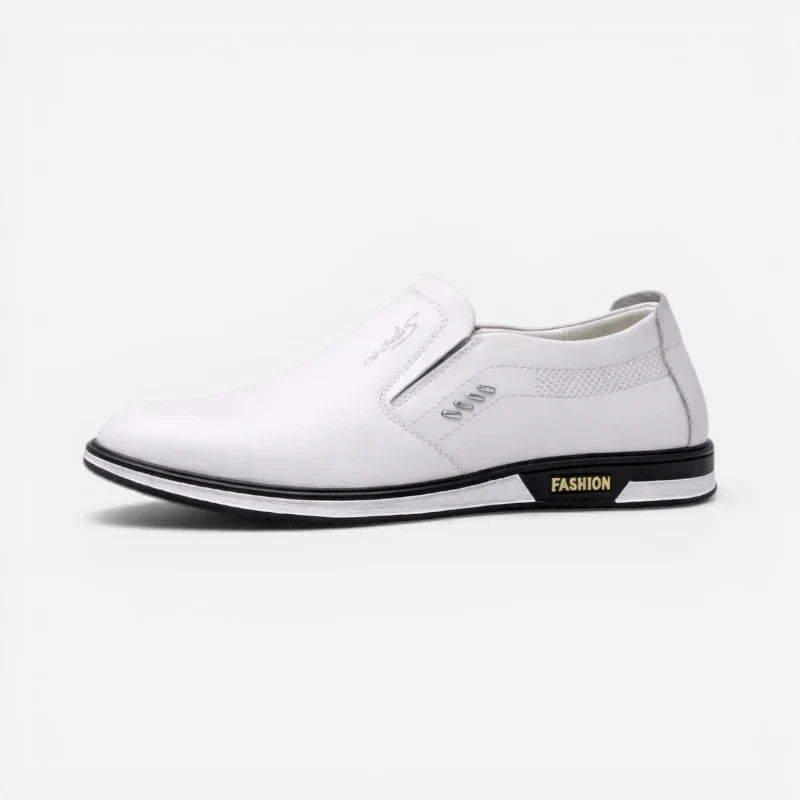 Mocassin Blanc Cuir Homme Design
