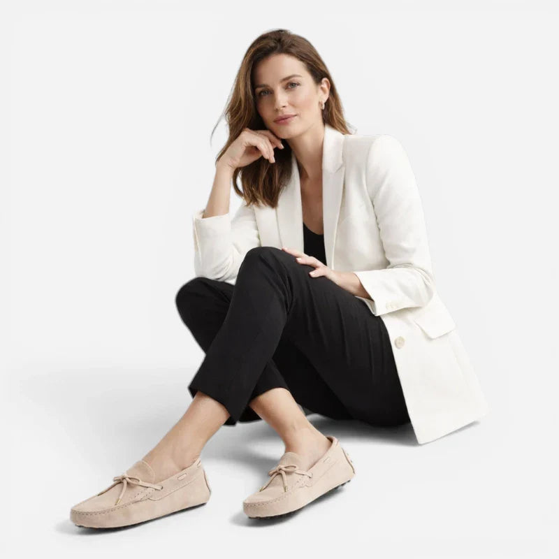 Mocassin En Daim Beige Pour Femme