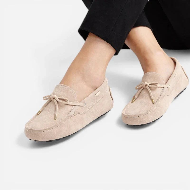 Mocassin En Daim Beige Pour Femme
