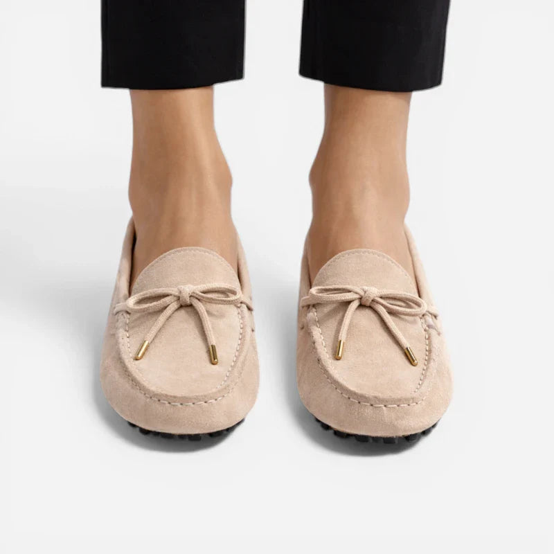Mocassin En Daim Beige Pour Femme