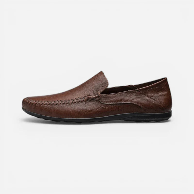 Mocassin Cuir Foncé Marron Homme Vintage