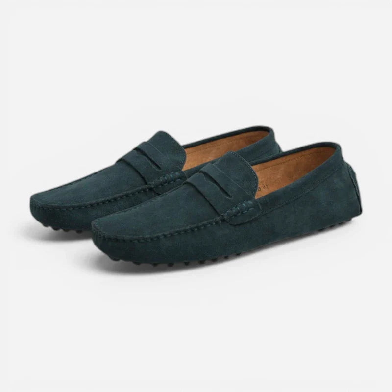 Mocassin Gris Foncé En Daim Pour Homme