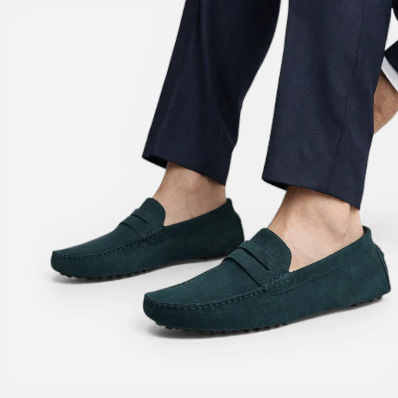 Mocassin Gris Foncé En Daim Pour Homme