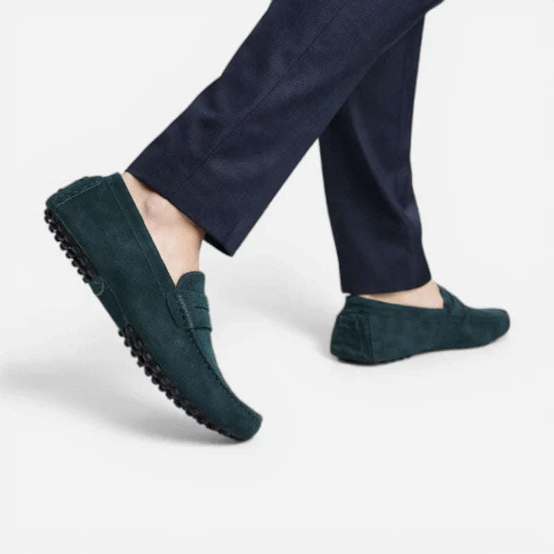 Mocassin Gris Foncé En Daim Pour Homme