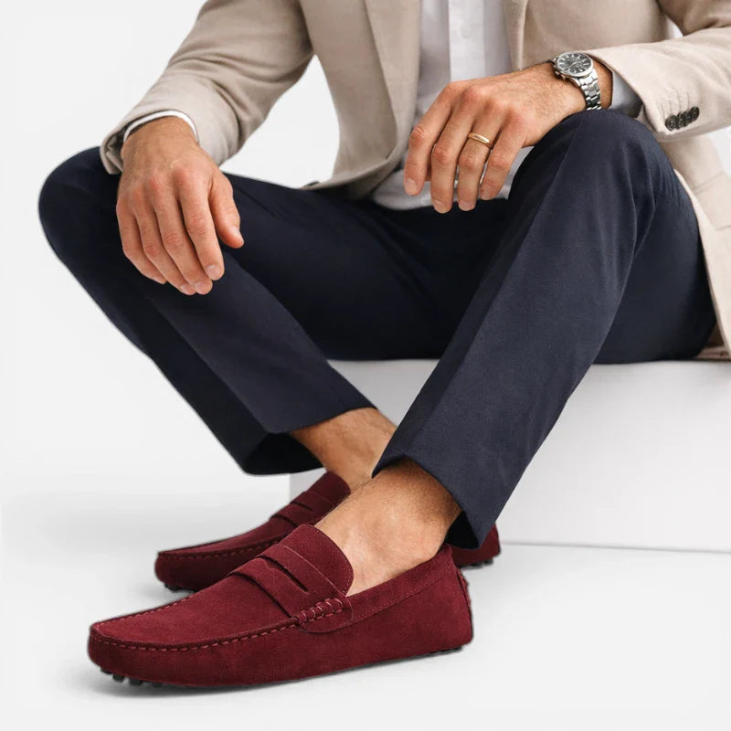 Mocassin Homme Bordeaux Daim