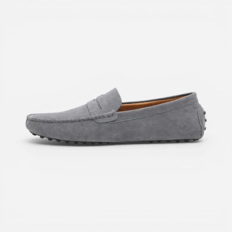 Mocassin En Daim Gris Pour Homme