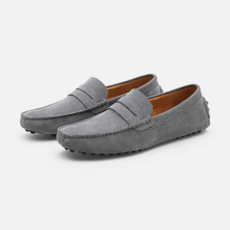 Mocassin En Daim Gris Pour Homme
