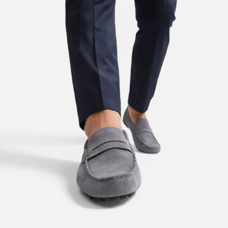 Mocassin En Daim Gris Pour Homme