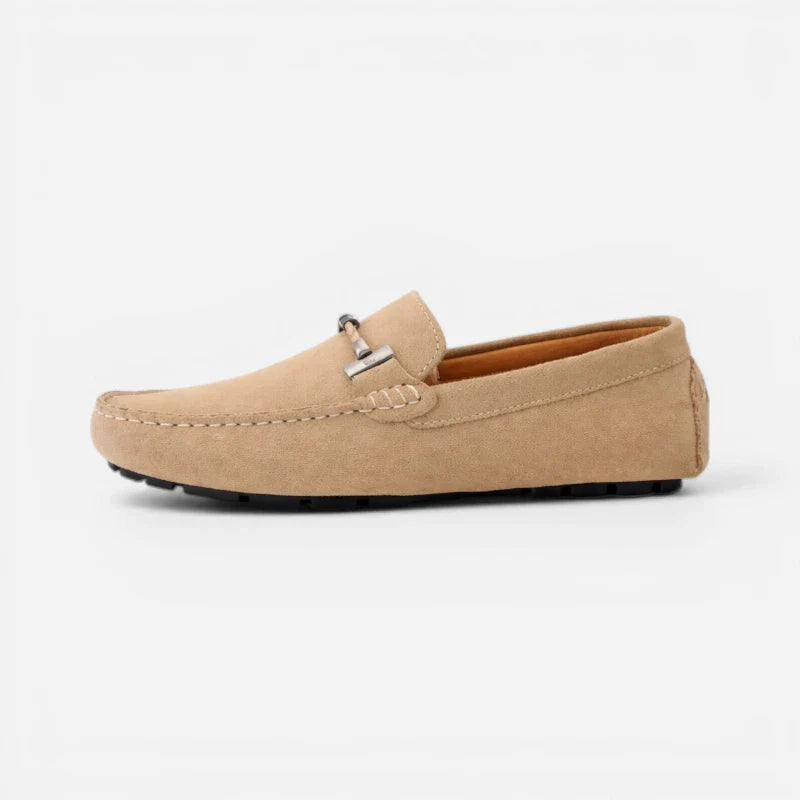 Mocassin En Daim Pour Homme Beige Avec Chaine