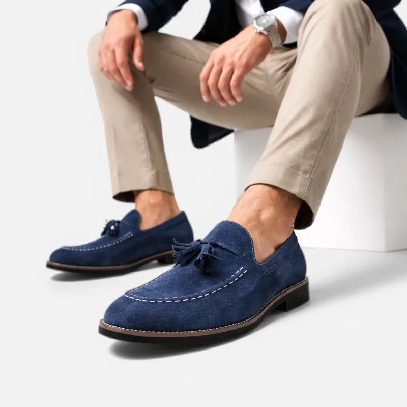 Mocassin Daim Marine à Glands Homme
