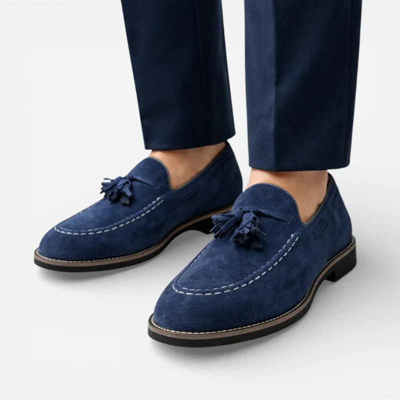 Mocassin Daim Marine à Glands Homme