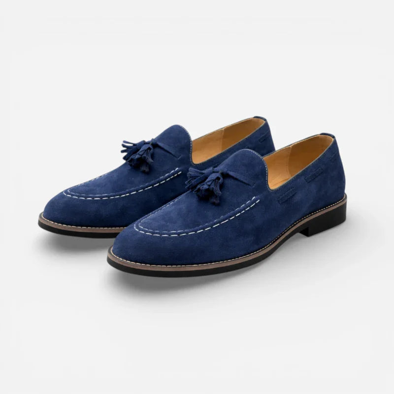 Mocassin Daim Marine à Glands Homme