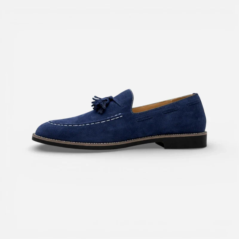 Mocassin Daim Marine à Glands Homme