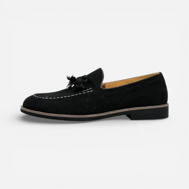 Mocassin Daim Noir Pour Homme Talon Premium