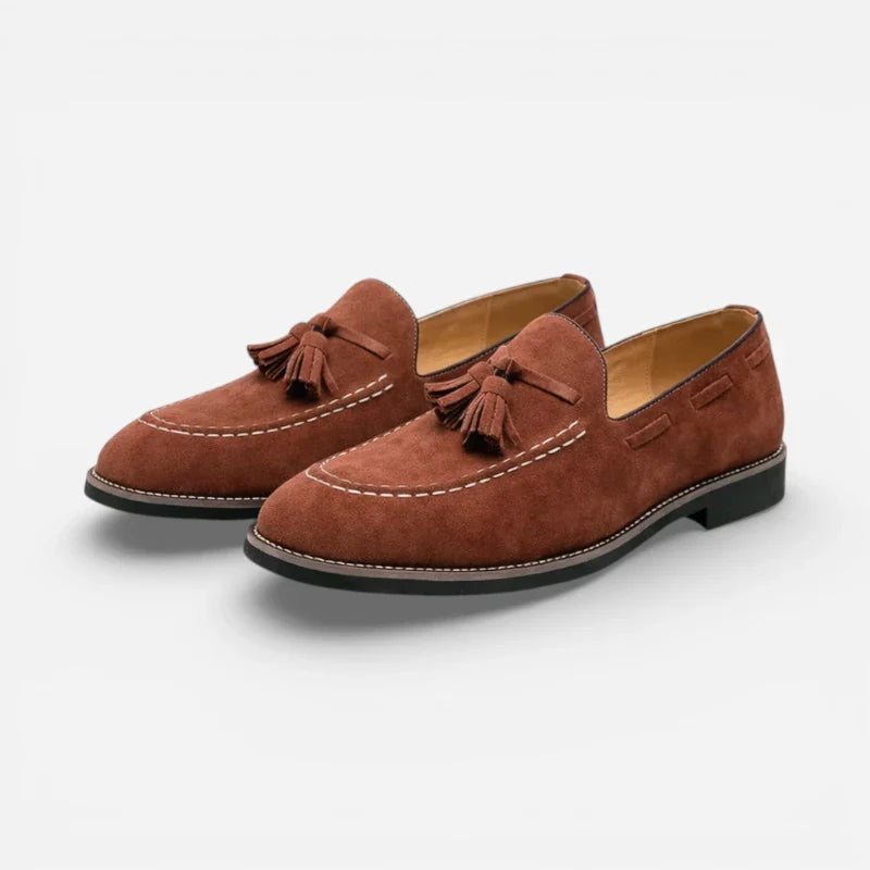 Mocassin En Daim Marron Semelle Noire Homme