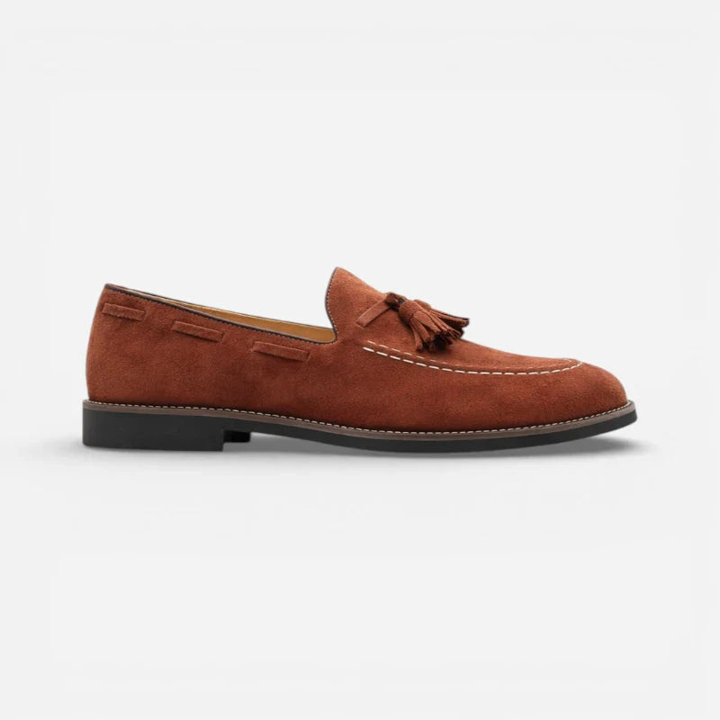 Mocassin En Daim Marron Semelle Noire Homme