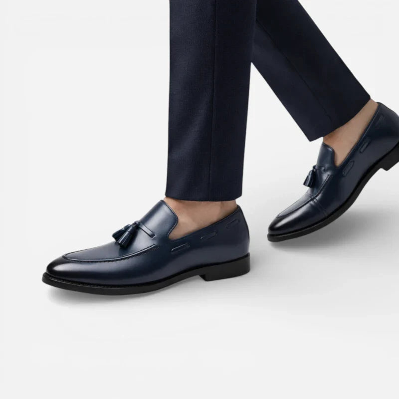 Mocassin En Cuir Marine à Gland Homme