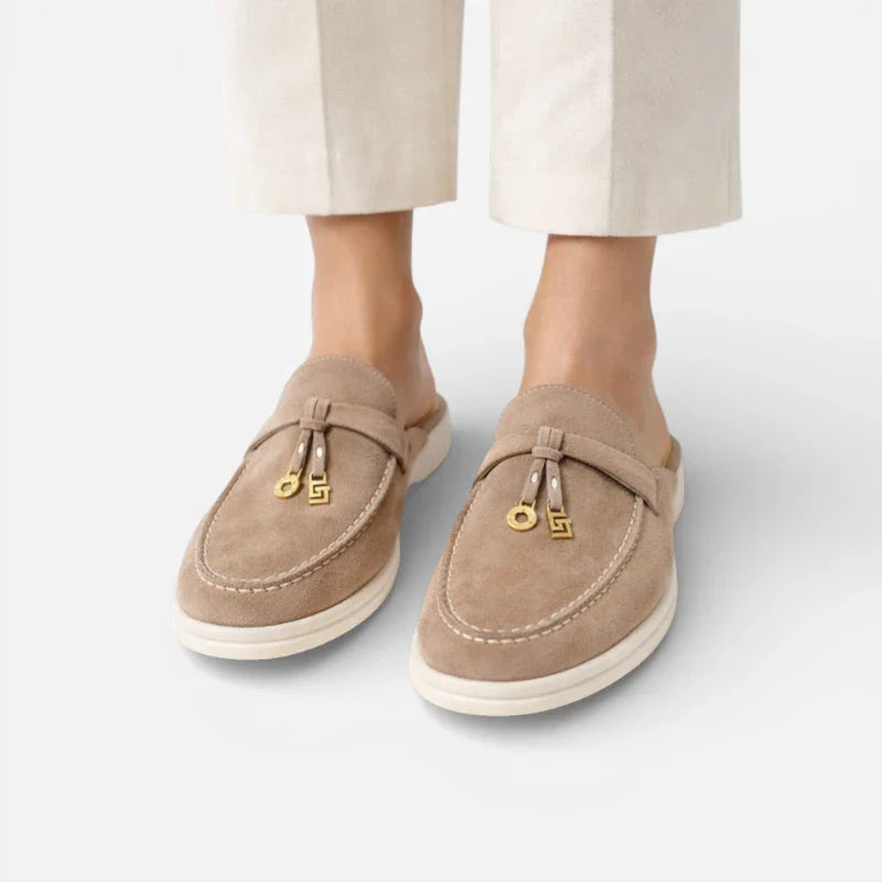 Mocassin Ouvert En Daim Marron Clair Gland