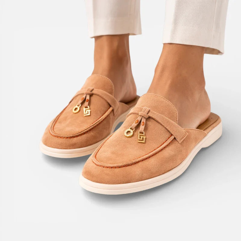 Mocassin Ouvert Femme En Daim Pêche