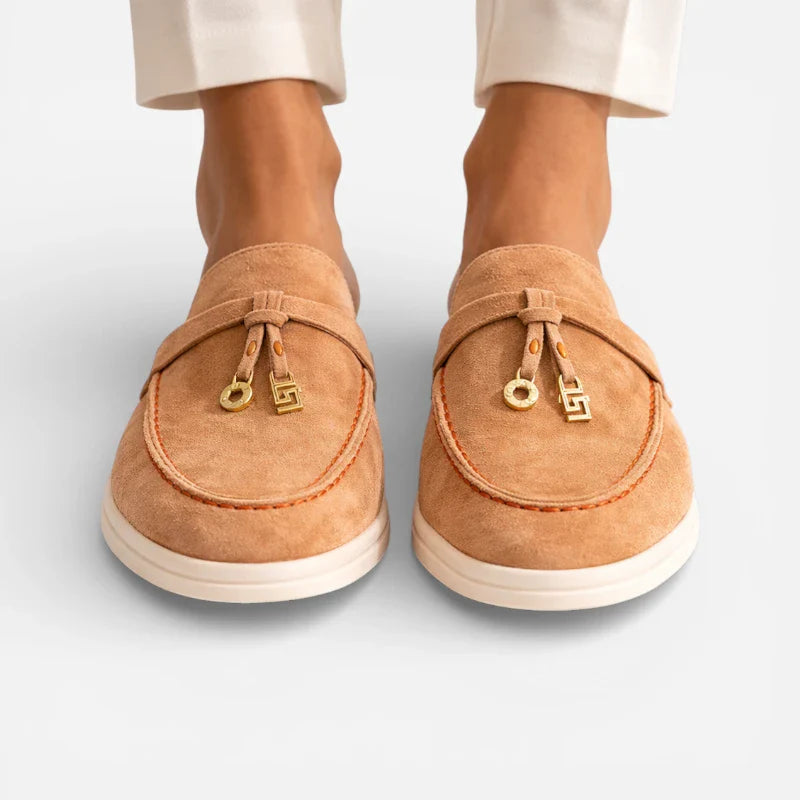 Mocassin Ouvert Femme En Daim Pêche