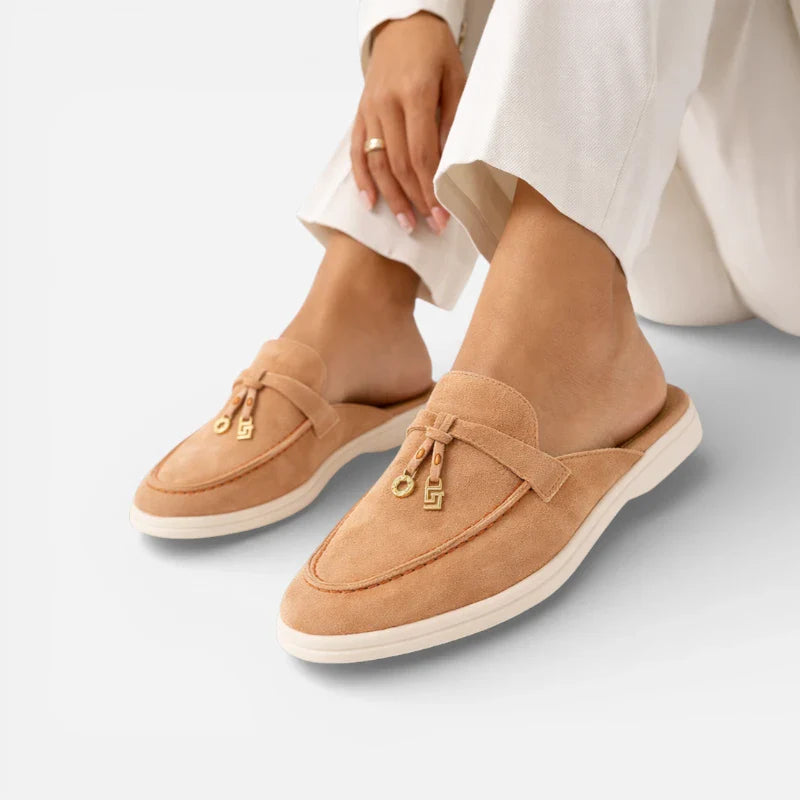 Mocassin Ouvert Femme En Daim Pêche