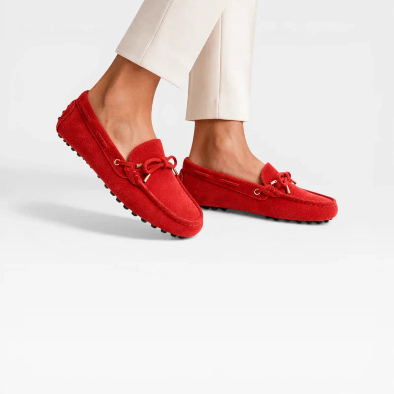 Mocassin Femme Rouge Daim