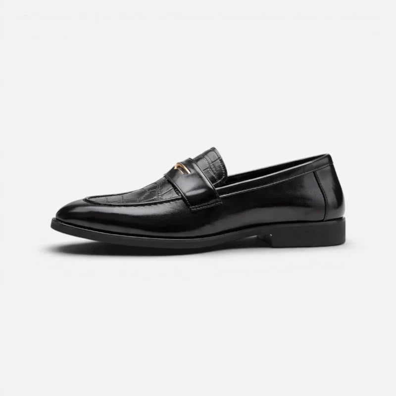 Mocassin En Cuir Vernis Noir Luxe Pour Homme