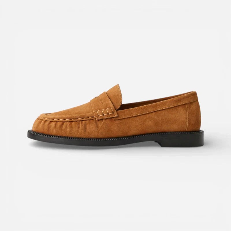 Mocassin Premium En Daim Camel Femme